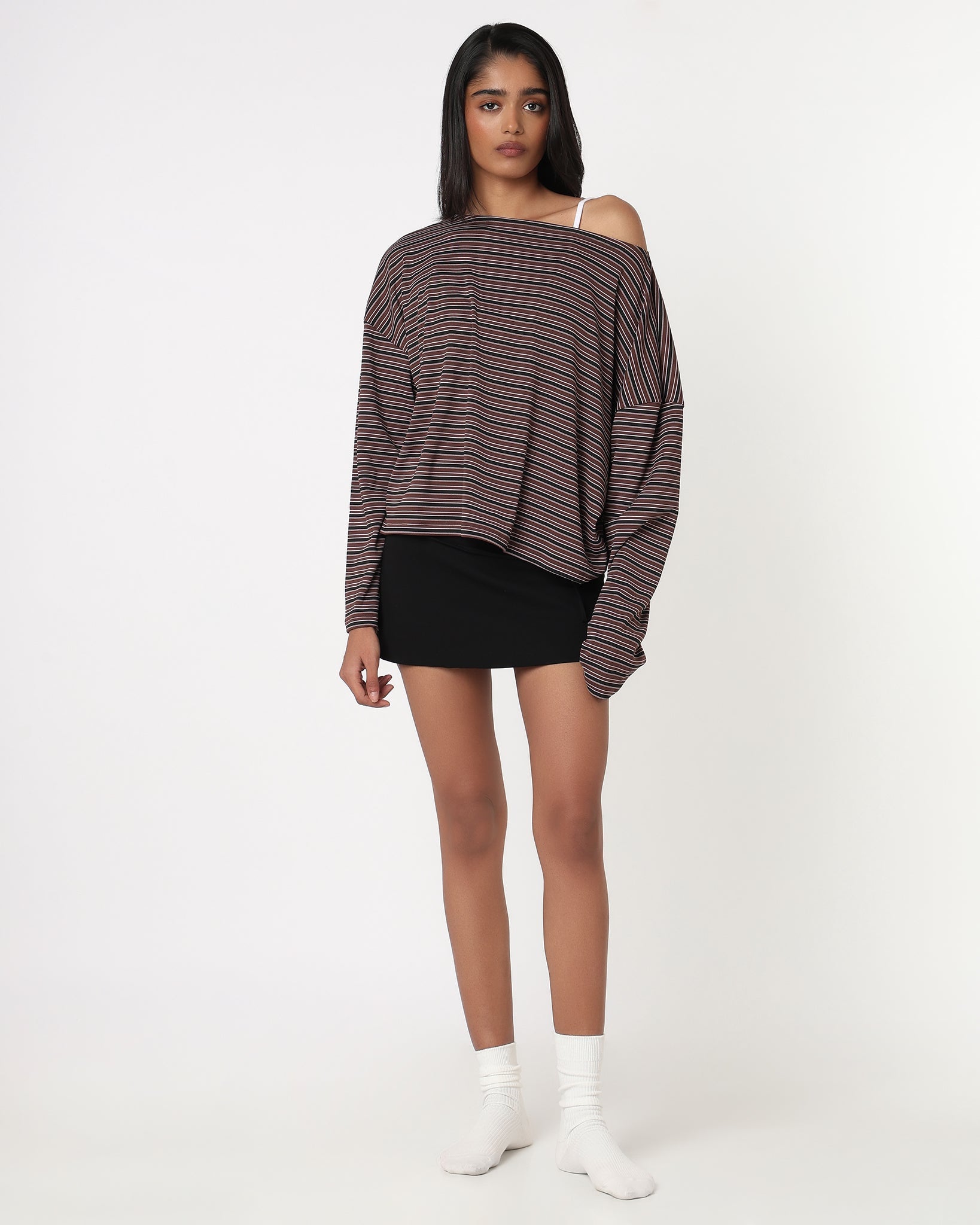 Striped Boat Neck in Cocoa - Gmorn