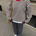 Striped Loose Fit Sweater - Gmorn